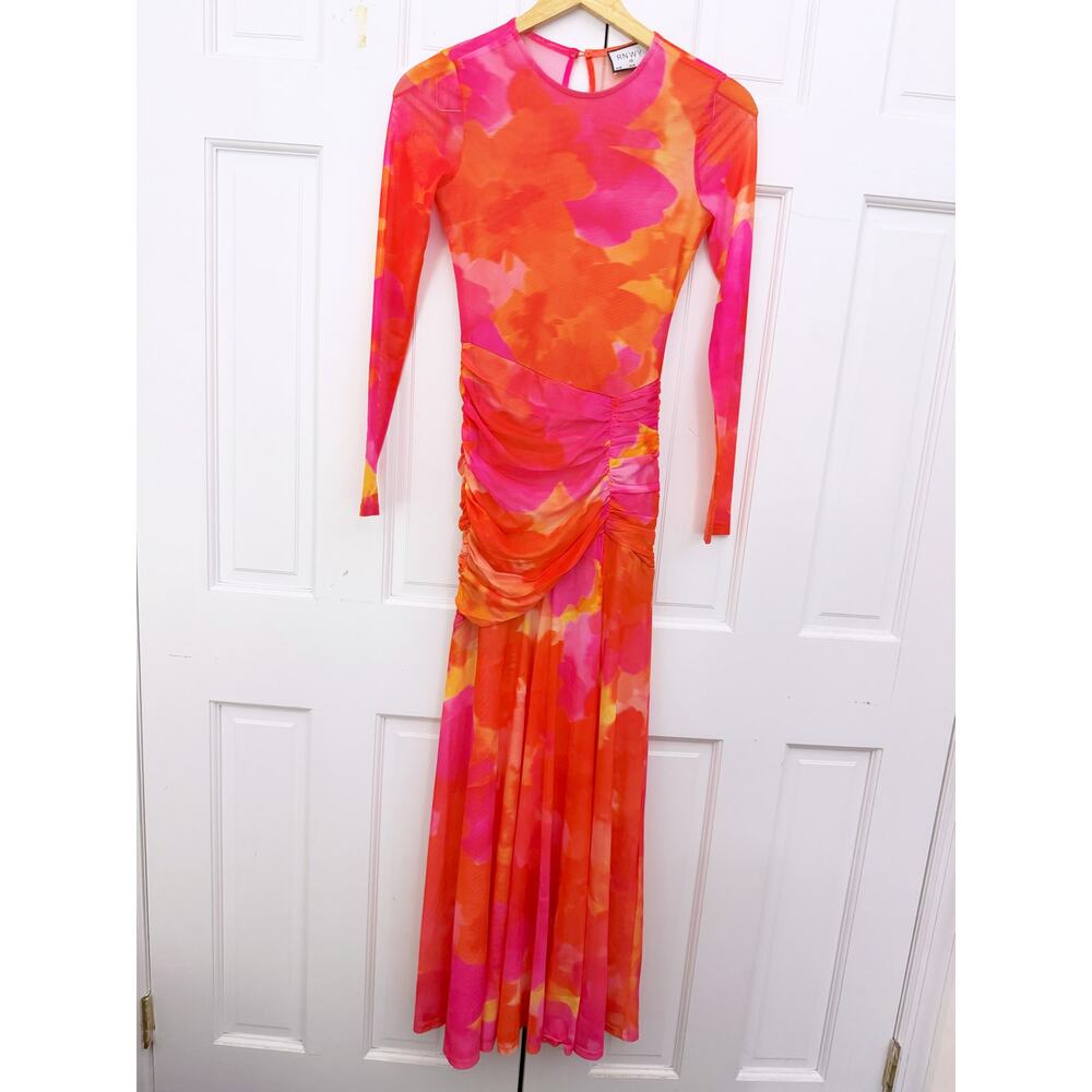 RUNAWAY THE LABEL Olivia Maxi Dress Orange Floral - Picture 4 of 14